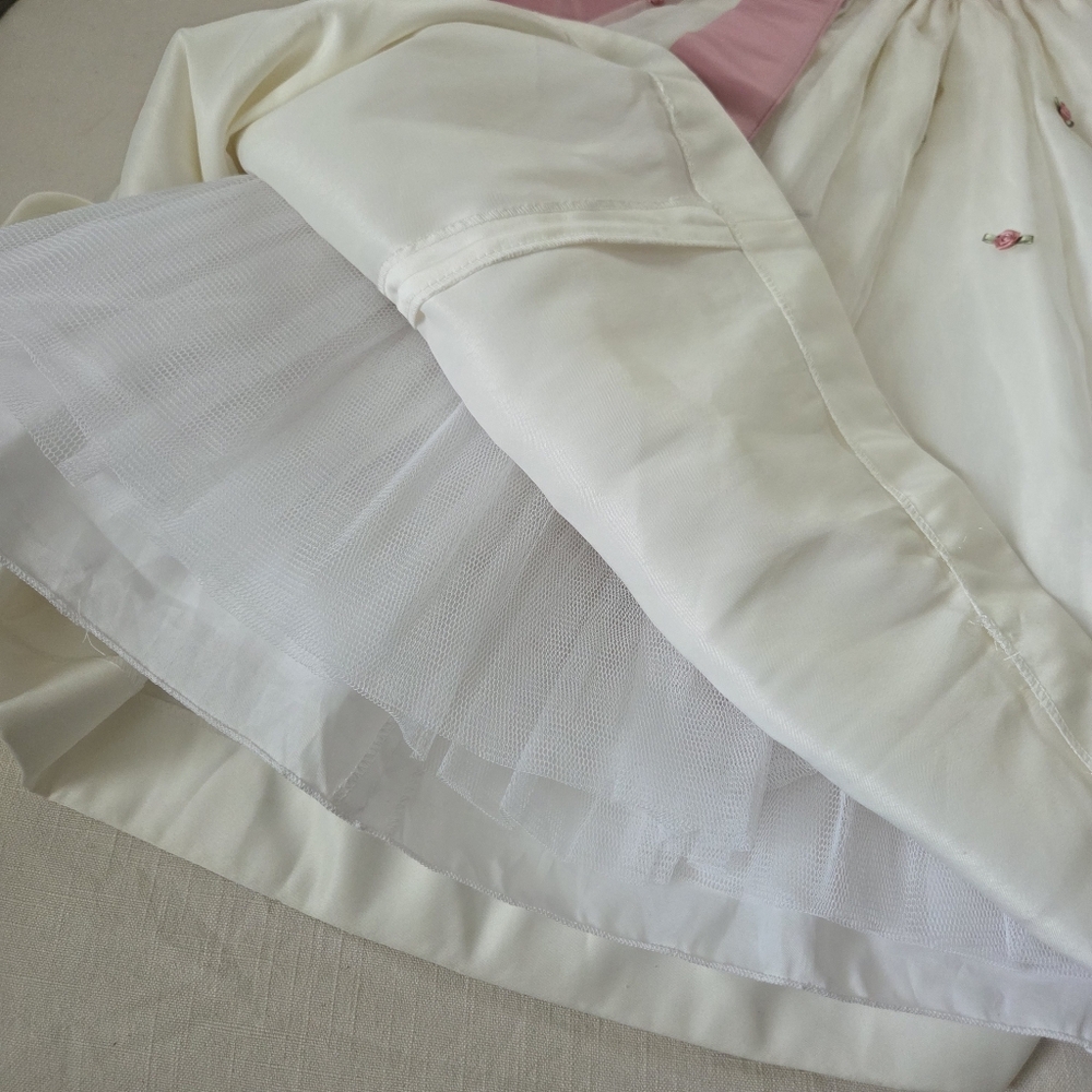 Cinderella Elegant White and Pink Kids Dress Rosebud Scallop Girls 8 - Picture 13 of 14